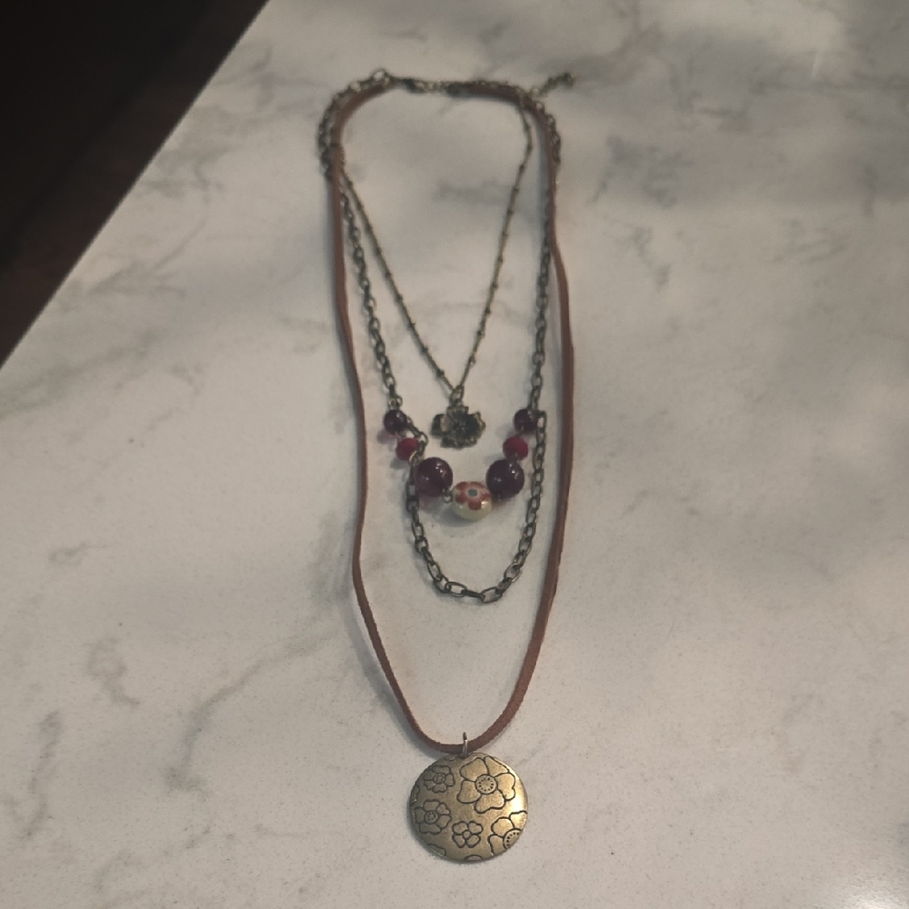 Gold and Brown Layered Necklace